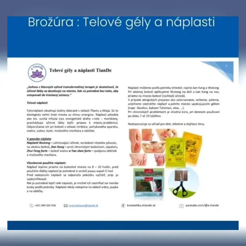 Brožúra : Telové gély a náplasti